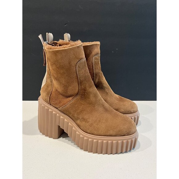 AGL Tan Suede Leather Ankle Boots With Sherpa Interior size 37 - Picture 3 of 8